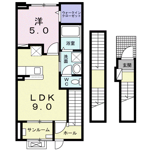 セレ グレージュ(1LDK/3階)の間取り写真