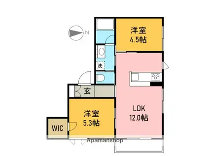 マウントパレス(2LDK/2階)の間取り写真