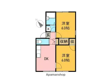 パールハイツ(2DK/1階)の間取り写真