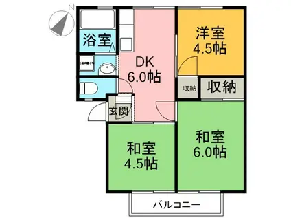 サンシティーふじかわ(3DK/2階)の間取り写真