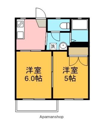 ドミール太田川(2K/2階)の間取り写真