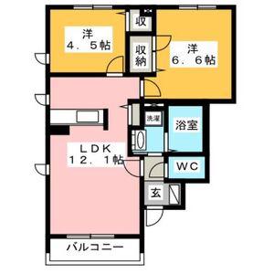 ドルチェ三園平(2LDK/1階)の間取り写真