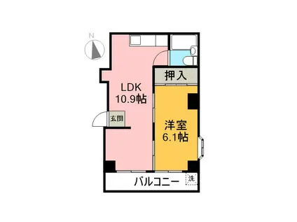 吉原パークハイツ(1LDK/2階)の間取り写真