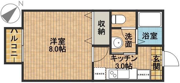 ビアンフェ(1K/2階)の間取り写真