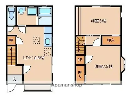 テラスハウス袴田(2LDK)の間取り写真