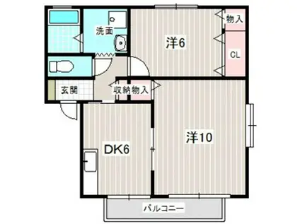 ヴィラ隆光(2DK/2階)の間取り写真