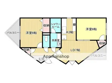 エヴァ・グリーン(2LDK/1階)の間取り写真