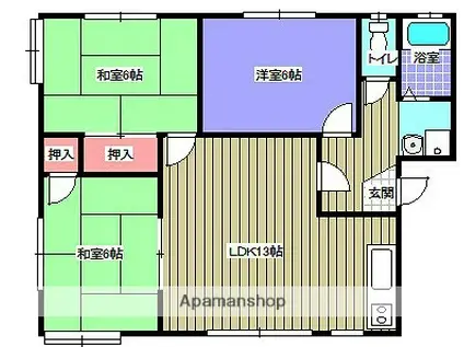 コリーナ蜆塚(3LDK/1階)の間取り写真
