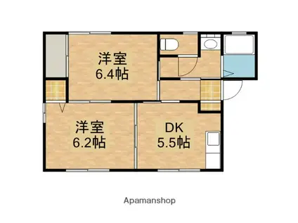 ヴェルジェサークⅠ(2DK/2階)の間取り写真