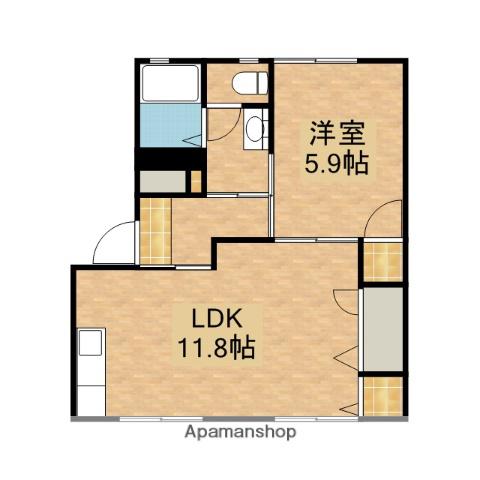 ペーシュ はかまた(1LDK/1階)の間取り写真