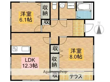東海道・山陽新幹線 浜松駅 バス乗車時間:32分 志都呂東バス停で下車 徒歩3分 1階建 築17年(2LDK)の間取り写真