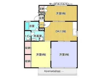 セジュールオクダA(3DK/2階)の間取り写真