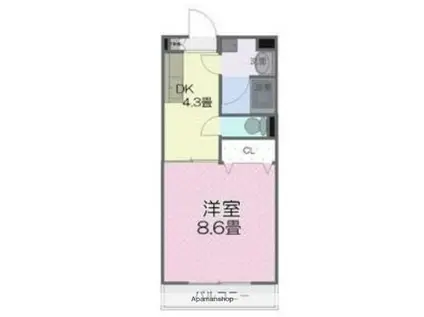 アンソレイユⅠ(1DK/2階)の間取り写真