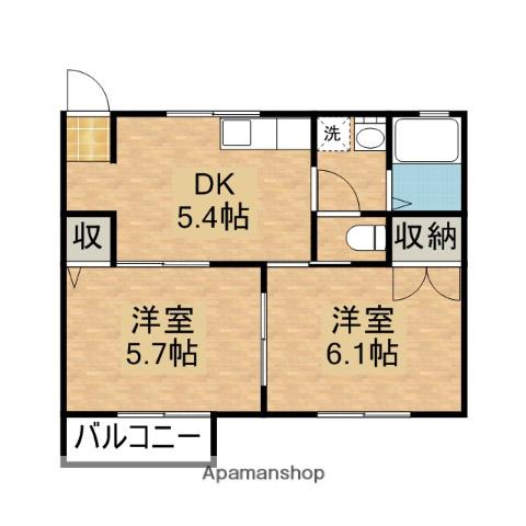レイクサイドハイツ(2DK/2階)の間取り写真
