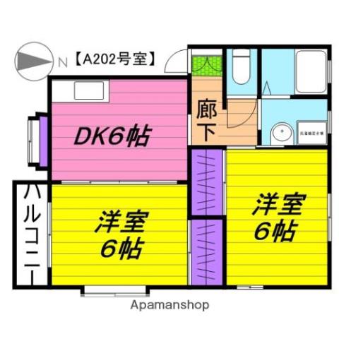 チェリー佐鳴AB(2DK/2階)の間取り写真