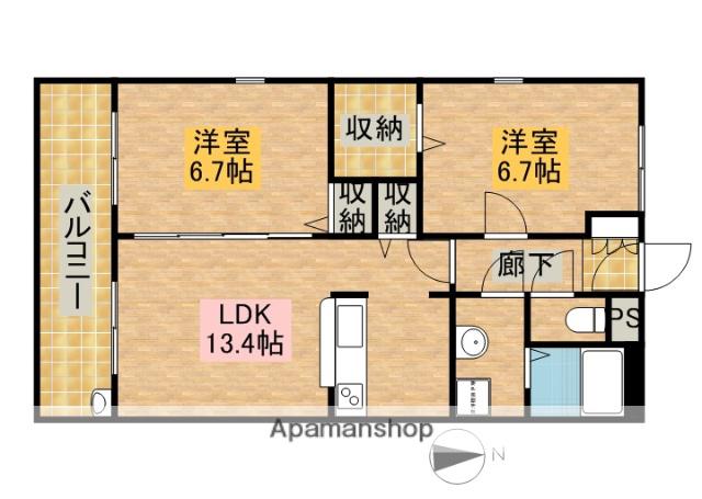 HANA HANA(2LDK/3階)の間取り写真