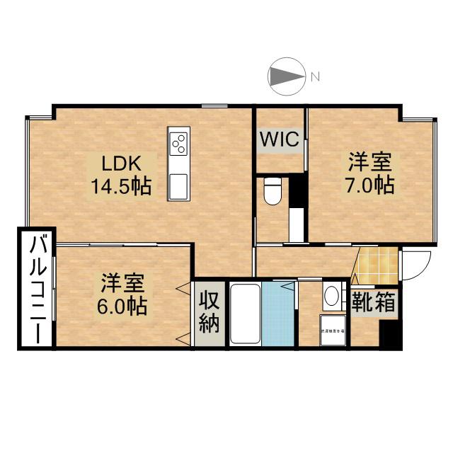 フルール・ド・リス(2LDK/1階)の間取り写真