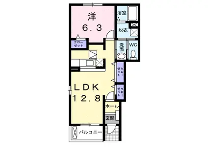 ボヌ シャンスB(1LDK/1階)の間取り写真