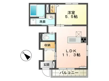 LUNA SOLEIL(1LDK/1階)の間取り写真