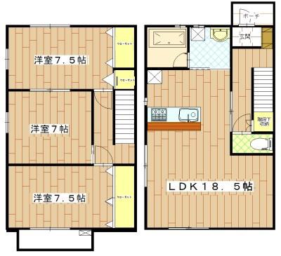 岡本テラスハウスII(3LDK)の間取り写真