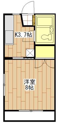 桂コーポ(1K/1階)の間取り写真