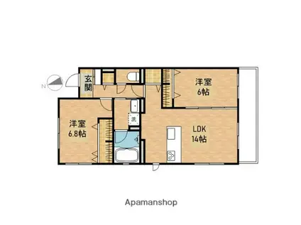 グレースフィールⅡ(2LDK/5階)の間取り写真