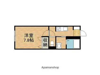 SHAMAISON圭(1K/1階)の間取り写真