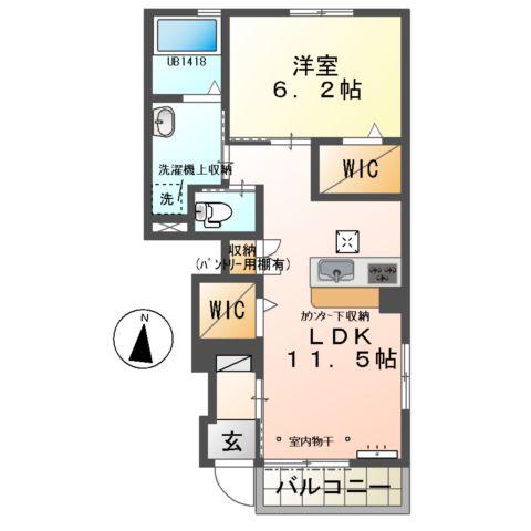 シーダー湖西(1LDK/1階)の間取り写真