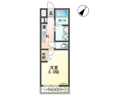 ベルエイト(1K/2階)の間取り写真