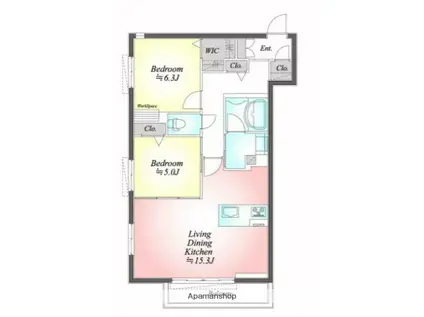 ASTERIAGARDENDUO(2LDK/1階)の間取り写真