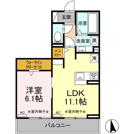 ソレール 北浦(1LDK/3階)の間取り写真
