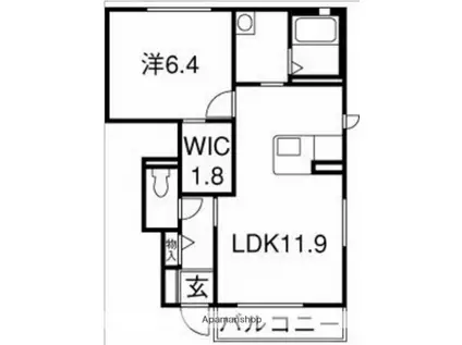 松並木B(1LDK/1階)の間取り写真
