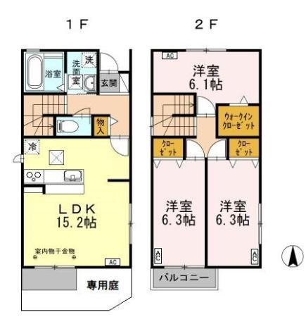 遠州鉄道 遠州病院駅 徒歩6分 2階建 築11年(3LDK)の間取り写真