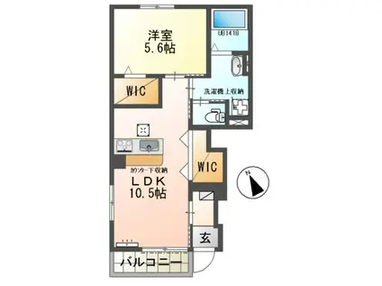 ルナ白羽(1LDK/1階)の間取り写真