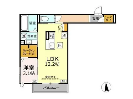 AMABILE(1LDK/1階)の間取り写真