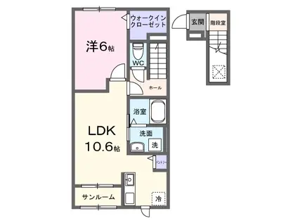 ヒカルサ浜松増楽町Ⅰ(1LDK/2階)の間取り写真