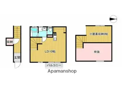 パークガーデン東伊場(ワンルーム/2階)の間取り写真