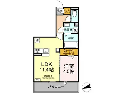 D-HILLS佐藤III(1LDK/2階)の間取り写真