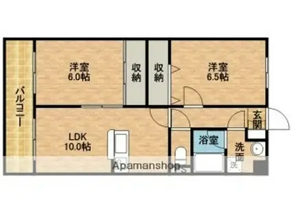 アンソレイユⅡ(2LDK/1階)の間取り写真