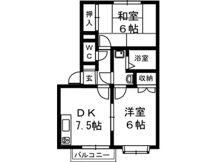 エスポアヒルズ(2DK/2階)の間取り写真