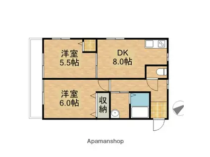 メゾンさくら B(2DK/1階)の間取り写真