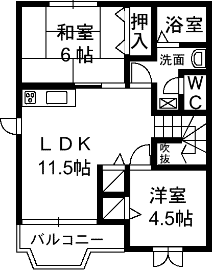 サンパティークA(2LDK/2階)の間取り写真