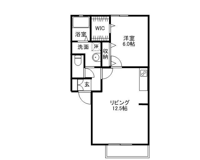 オリーブB(1LDK/2階)の間取り写真