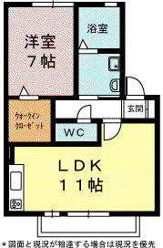 トゥール・ビヨンC(1LDK/1階)の間取り写真