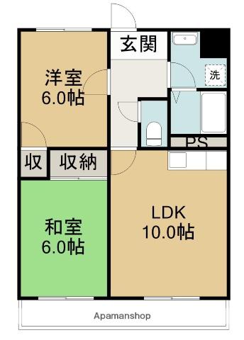 ヴィーブル宮の森(2LDK/1階)の間取り写真