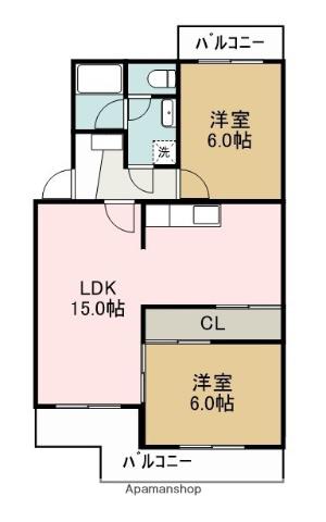 マンションストークⅤ(2LDK/1階)の間取り写真