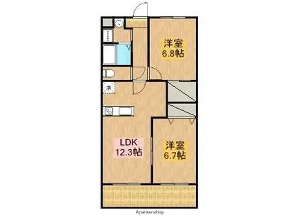 サンシャインユタカⅡ(2LDK/2階)の間取り写真