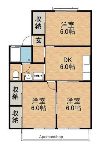 セジュール高井B(3DK/2階)の間取り写真