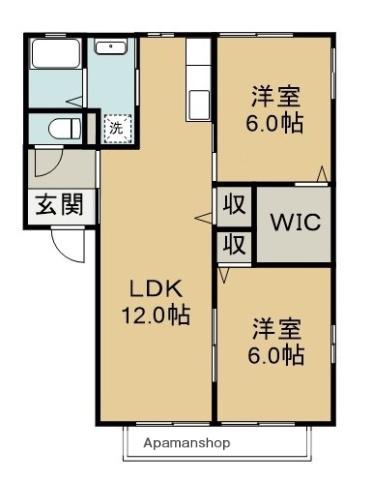 東海道本線 浜松駅 バス乗車時間:35分 市野バス停で下車 徒歩10分 2階建 築21年(2LDK/2階)の間取り写真