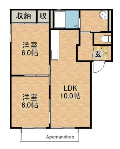 遠州鉄道 さぎの宮駅 徒歩6分 2階建 築27年(2LDK/2階)の間取り写真